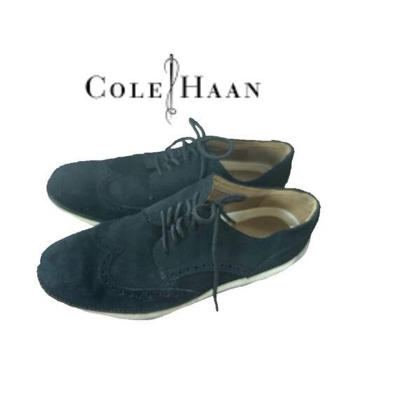 Cole Haan Black Suede Oxfords Sz. 9 - Picture 1 of 6